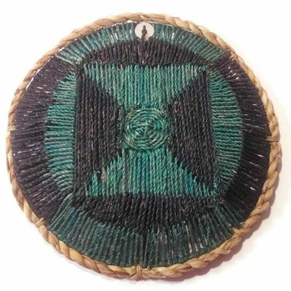 Woven Hanging Wall Décor Round Basket Boho Artistic Straw Dinning Placemat VTG - Picture 2 of 3